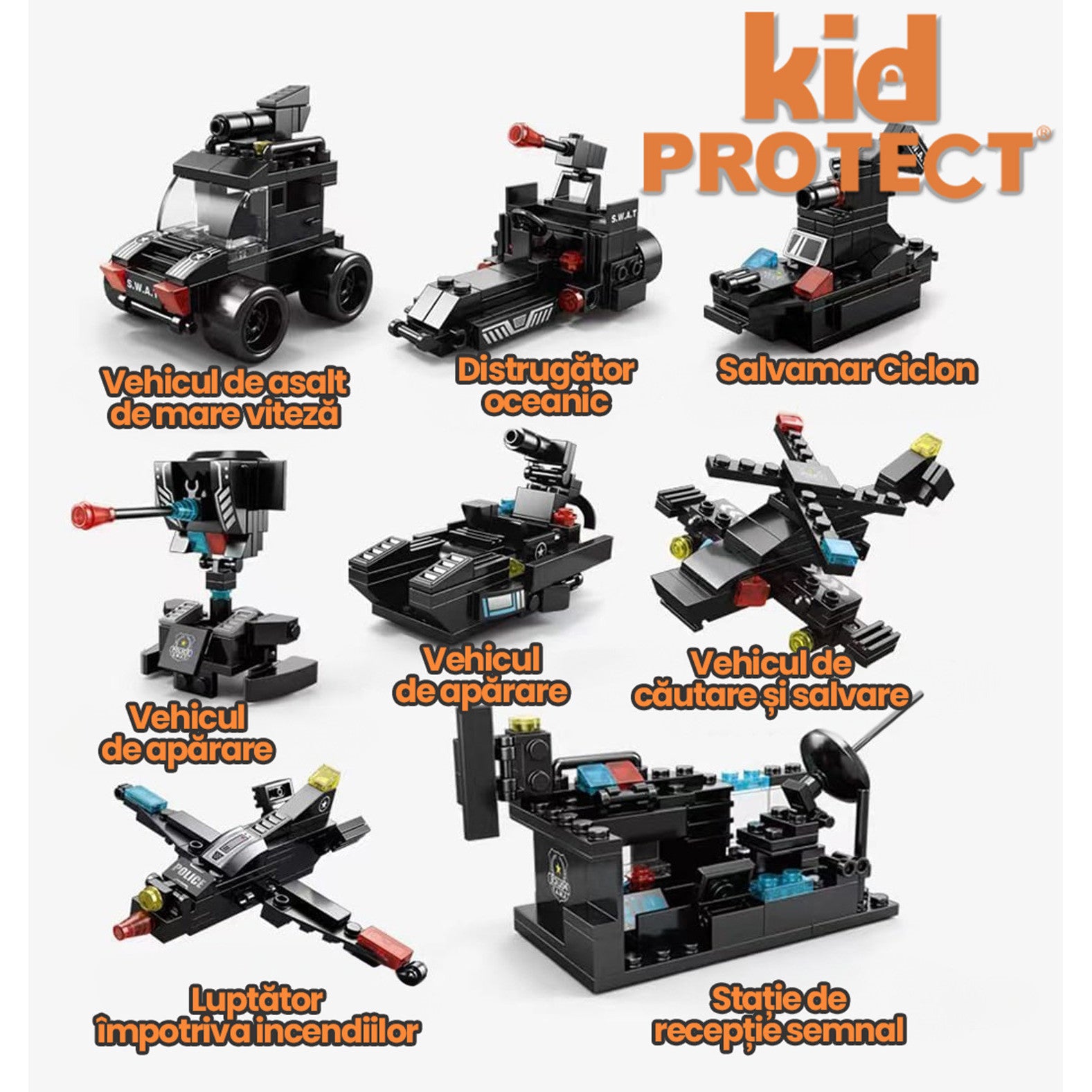 Set de Constructie cu Piese Tip Lego 8 in 1 Kidprotect City Swat Set de Constructie cu Piese Tip Lego 8 in 1 Kidprotect City Swat